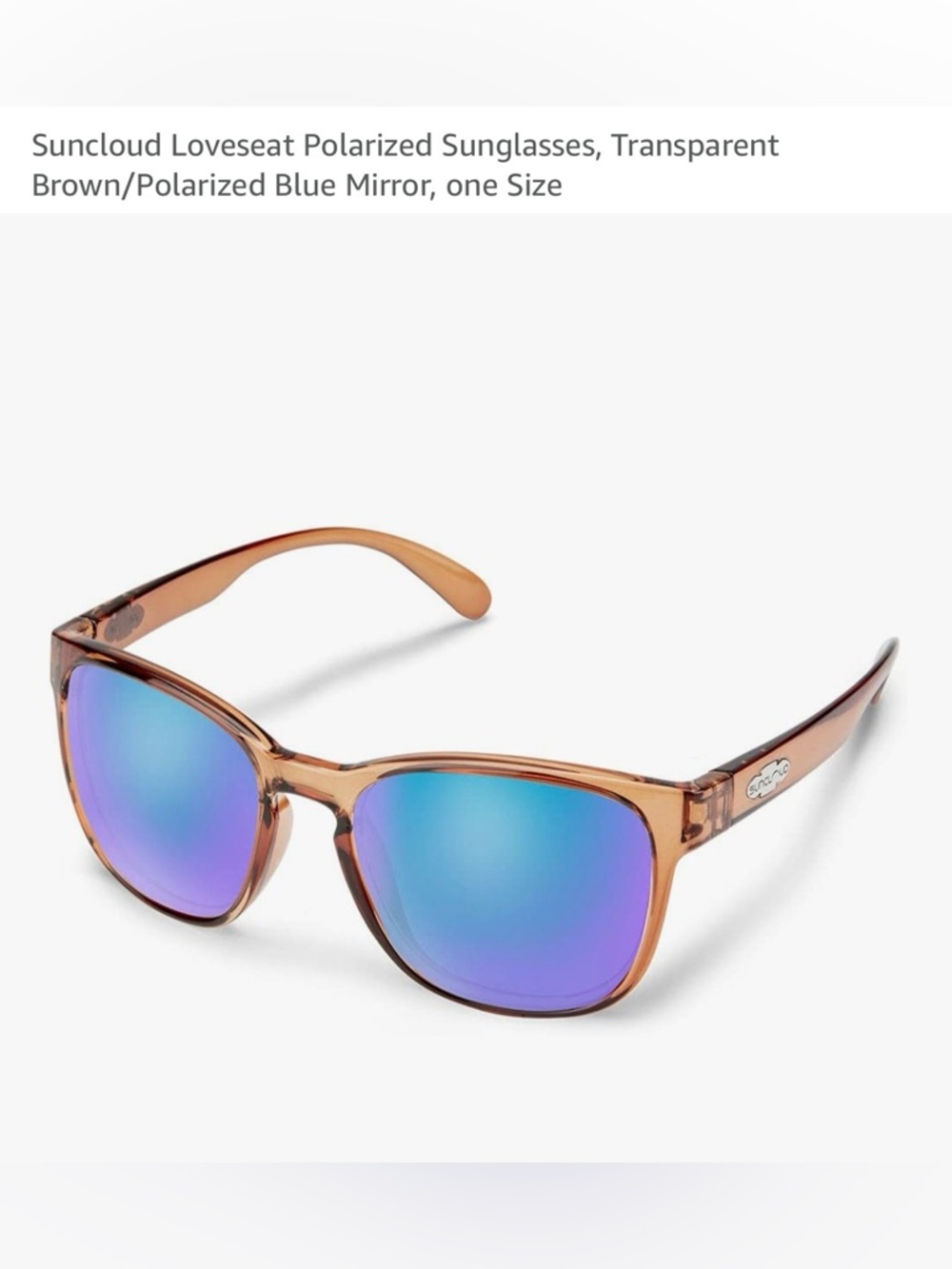 SUNCLOUD Sunglasses with Transparent Brown Frame and Blue Mirrored Lenses